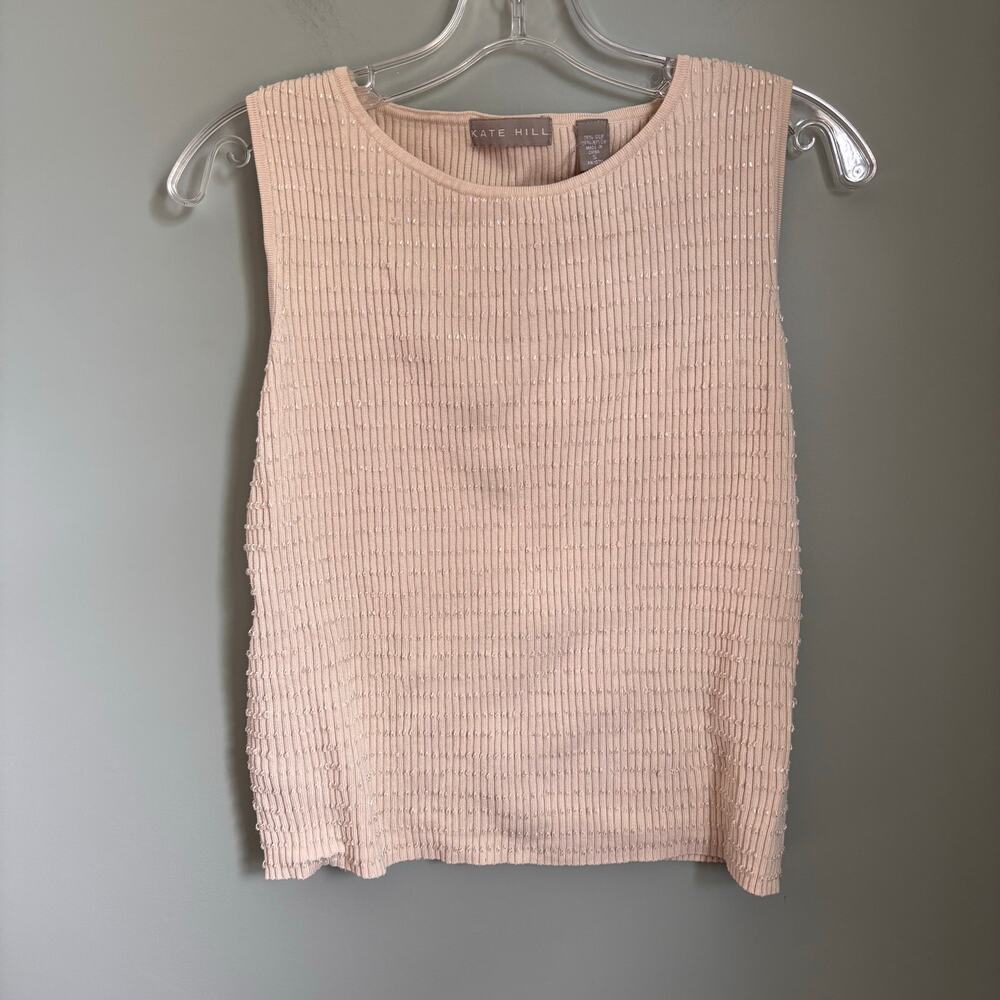 Kate Hill Bead Ribbed Tank Top
